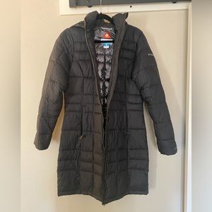 Columbia black long puffer coat